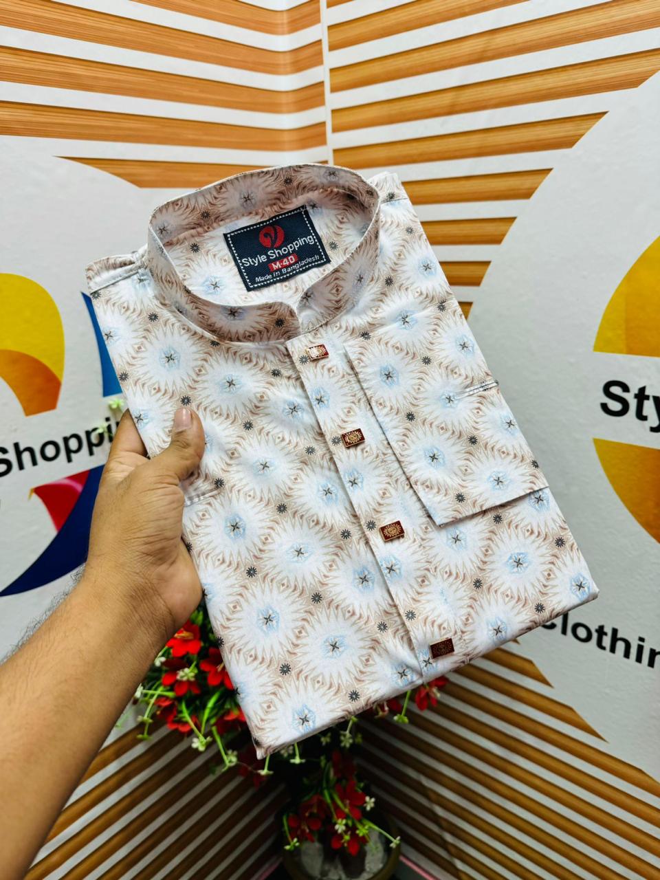 3D Digital Print Panjabi – Premium Cotton Collection